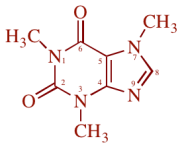 caffeine = 1,3,7–trimethylxanthine